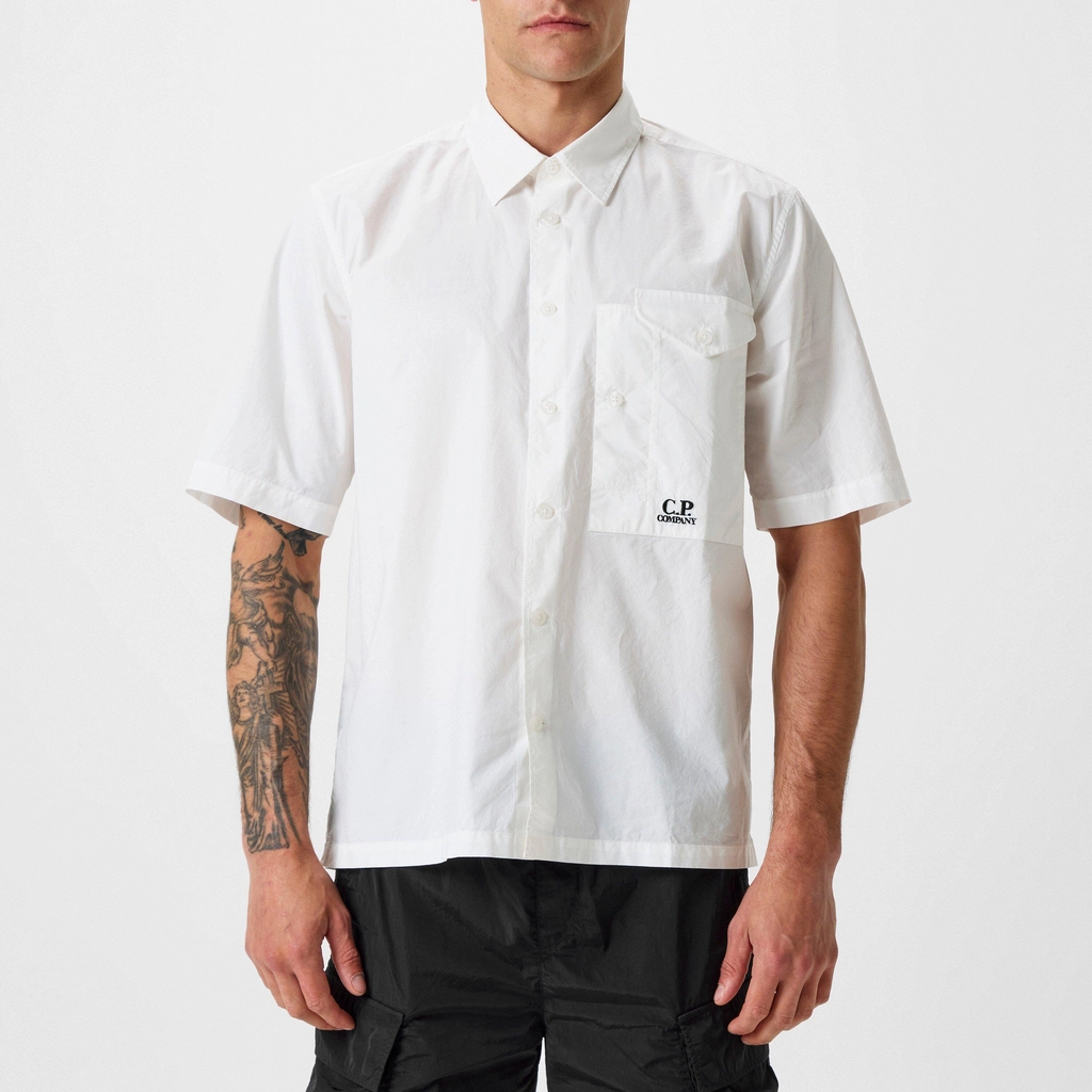 CP Company Short Sleeve Poplin Shirt - Gauze White 103